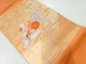 リサイクル　牡丹に孔雀模様織出し名古屋帯